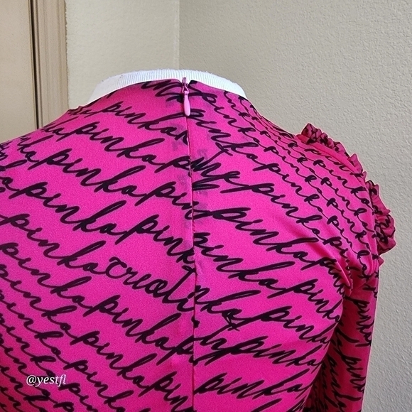 Pinko's mini dress fluid logo pink M Y2K - Picture 4 of 8
